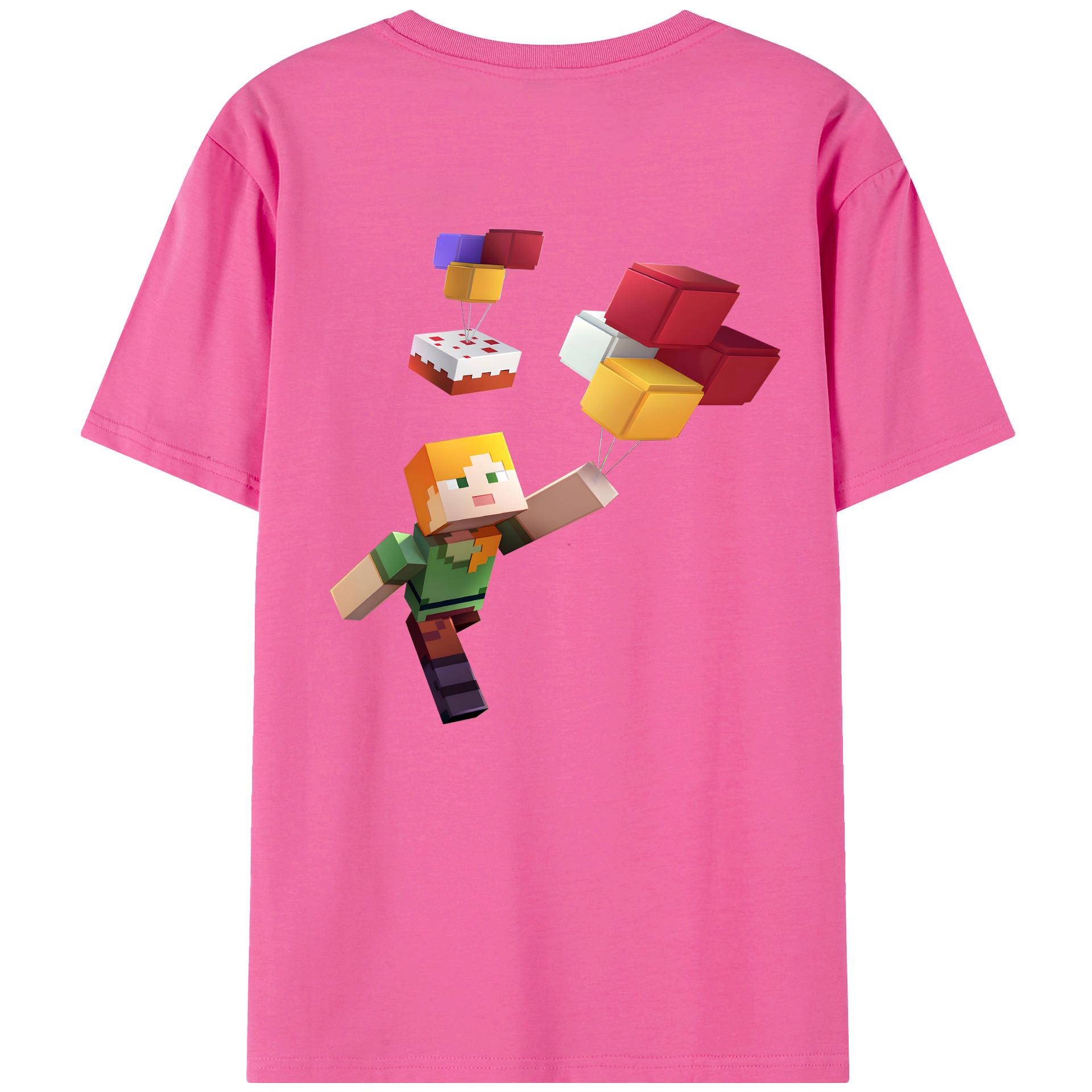 （画像用） マインクラフト ブロックの世界 Minecraft MC Block world レディース半袖Tシャツ(バックプリント)